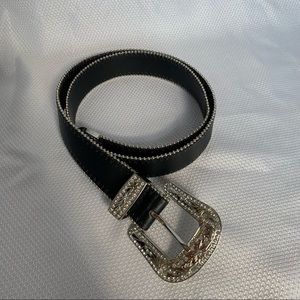 Western Style Back Belt With Beaded Edging